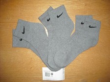 Mens NWT NIKE Quarter Ankle Socks 3prs Everyday DRI-FIT Gray Cushion Sz:L(8-12) picture