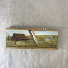Antique Rustic Wooden Kraut Cutter w Hand Painted Country Scenes Lynne Country picture