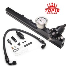 👍High Flow Fuel Rail w/ Regulator Gauge & AN6 Hose B16 B18 B20 Si B-Series👍 picture