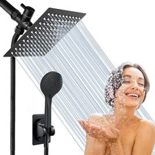 Black Shower Head with handheld Spray High Pressure 8 inch Rain Showerhead Combo picture