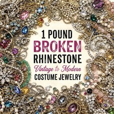 ALL RHINESTONE Broken Costume Jewelry Mystery Lot LB Craft Repurpose Vintage + picture