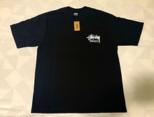 Stussy Honolulu Graphic Logo T-Shirt Black Cotton Crew Neck Short Sleeve picture