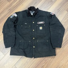 Vintage Carhartt C001 Blanket Lined Chore Coat Duck Canvas Work Jacket Black picture