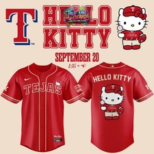 Texas Rangers x Hello Kitty 2026 Limited Edition Printed Baseball Jersey Remake picture