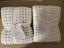 Pottery Barn Wheaton Pickstitch Euro Shams Set of 2 Gray Cotton Linen picture
