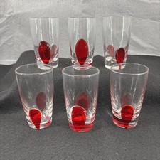Vintage Pier 1 Imports Optic Red Dot Shot Glasses Set Of 6 Christmas New Years picture