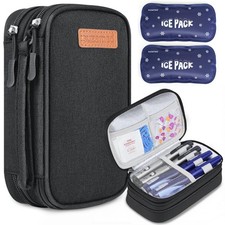 suzamed Double Layer Insulin Cooler Travel Case, 6.9*2.7 inches, Black picture