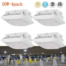 4PACK Led Canopy Garage Light Fixture 50W Parking Lot Security Area Light  picture