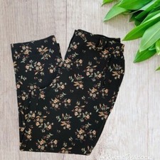 Anthropologie Leith Pants Womens Small Black Multicolor Floral Cropped Trousers picture