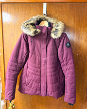 Obermeyer Women’s Purple Ski Jacket Hood Faux Fur Trim Zip Size 10 picture