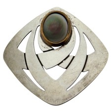 Vintage Stamas Sterling Silver Mixed Metal Modernist Pendant Signed picture