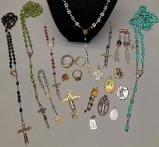 Vintage Catholic Pieces Rosary Tokens Wearable And Pocket Charm Parts 20 Pcs picture