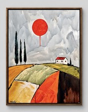 “Nice, Fall” Nerfy  16x20 Minimalist Landscape Acrylic Canvas signed original  picture