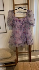 Purple butterfly chiffon babydoll dress picture