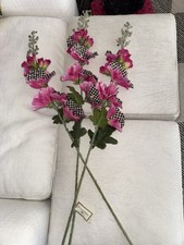 MacKenzie-Childs Courtly Check Fuchsia Hollyhock Flower Stems, Set Of 3 picture