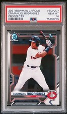 Graded 2021 Bowman Chrome Emmanuel Rodriguez #BCP207 RC Card PSA 10 picture