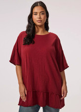 Torrid Festi Oversized Tiered Tee Womens 3X 22 24 Pomegranate Plus Size NWT picture