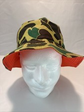 Vintage Camo Bucket Hat Orange Under Brim XL picture