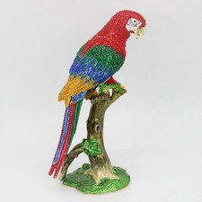 SHINNYGIFTS  Enamel Rhinestone Parrot Figurine Trinket Box  Collectible Statue picture