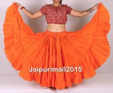 Orange Cotton 25 Yard Skirt 4 Tier Tribal Belly Dance Gypsy Renaissance ATS FCBD picture