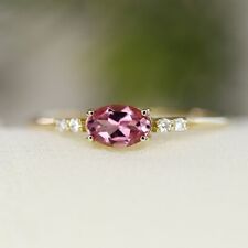 Pink Tourmaline Promise Ring 14k Gold Plated Ring Engagement Ring Gift For Her picture