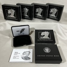 FIVE (5) 2024 W American Silver Eagle PROOF OGP Case Box COA Sleeve - No Coin picture