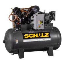 SCHULZ 7.5 HP Stationary Air Compressor, 80 Gallon Horizontal, 230/460V, 3 ph picture