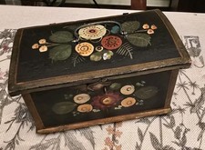 Antique Norwegian Rosemaling Chest Early 1900s Hand Painted Folk Art Wooden Box picture