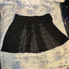 BLEST Vintage Hot Topic Women's Plaid Pleated Studded Short Skirt Size XS picture
