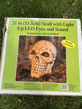 Haunted Living 21 in Freestanding Howling Lighted Sound Skull Halloween Decor picture
