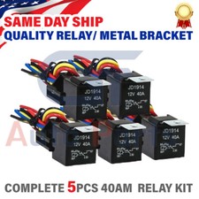 5 Pack Relay Switch 5Pin Harness Socket 12VDC 40A Waterproof Automotive Car SPDT picture