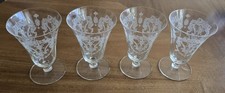 Vintage Tiffin Eldorado Etched Champagne Glasses Set of 4 Griffin Dragon picture