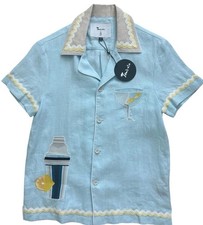 NWT Tombolo x Alexis Zambrano Linen Cabana Shirt Sz XS Martini Embroidered picture