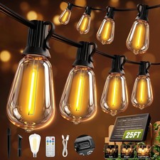 Guirnalda de luces solares de 25 pies para exteriores impermeable con control picture
