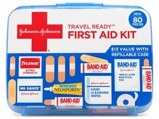 Johnson & Johnson Travel Ready 80pc Refillable First Aid Kit w/ Bandages picture