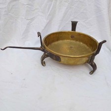 Antique 17-18th Circa 1750 Brass Iron Chafing Dish Brazier Handmade W Signature picture