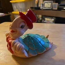 Vintage 1950’s Sun Rubber Turtle Squeak Toy Red Hat Bow Tie Rubber Figure picture