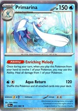 Primarina 020/084 Near Mint Rare Pitch Black Pokemon Holo picture