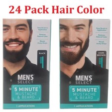 24pck Men's Select Mustache and Beard Hair Color Dye Black & Dark Brown 5 minute picture