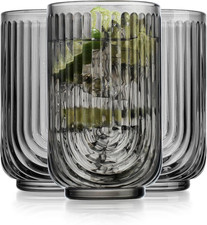 Glaver'S Vintage Glassware - Art Deco Ribbed Drinking Glasses, U-Shape Arch Desi picture