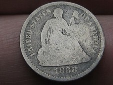1868 P Seated Liberty Half Dime- Philadelphia, Good Details picture