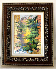 James Coleman A Peaceful Place Original Mixed Media Gold Leaf Signed 16