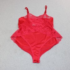 Vintage Vanity Fair Teddy Women 34 Red Lace Sheer Nylon Adjustable Lingerie READ picture