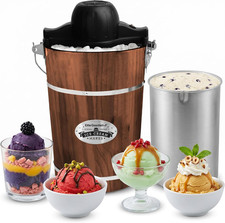 EIM949 Old Fashioned 6 Quart Vintage Walnut Wood Bucket, Electric Ice Cream Make picture