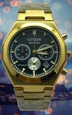 Luxury Citizen Chronograph-Date Display Quartz Refurbished Gold-Tone Wristwatch picture