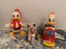 lot of 3 Vintage Disney Christmas Ornaments 2 Donald Duck & Mickey Mouse picture