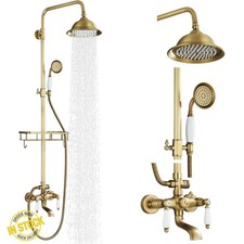 Upgraded Outdoor Shower Fixtures Antique Brass Shower Faucet System 3 Function.. picture