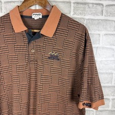 Vintage Ping Golf Polo Shirt Mens Large Brown Checkered Knit Made in USA Cotton picture