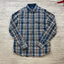 Kuhl Fugitive Flannel Shirt Medium Blue White Tartan Mens Hiker Trekker Preppy picture