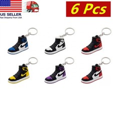 6 Pcs Nike Air Jordan Shoe Keychain 3D Trendy Mini Sneaker Charm Gift picture